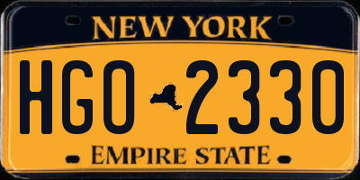 NY license plate HGO2330