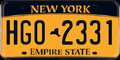 NY license plate HGO2331