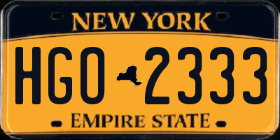 NY license plate HGO2333