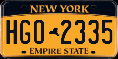 NY license plate HGO2335