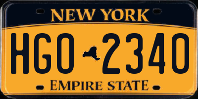 NY license plate HGO2340