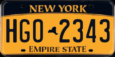 NY license plate HGO2343