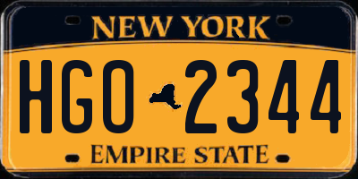 NY license plate HGO2344