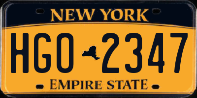 NY license plate HGO2347