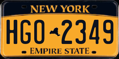 NY license plate HGO2349