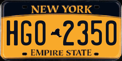 NY license plate HGO2350