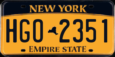 NY license plate HGO2351