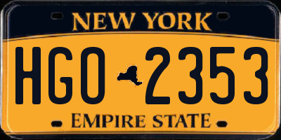 NY license plate HGO2353