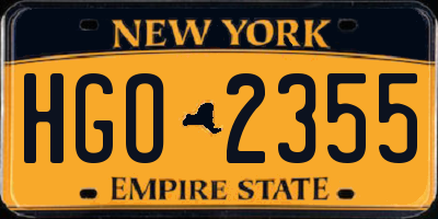 NY license plate HGO2355