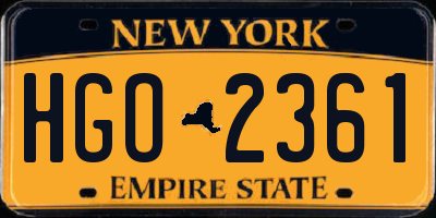 NY license plate HGO2361