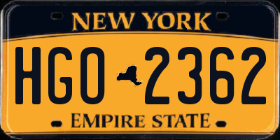 NY license plate HGO2362