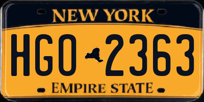 NY license plate HGO2363