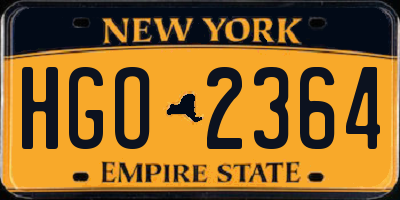 NY license plate HGO2364