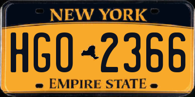 NY license plate HGO2366