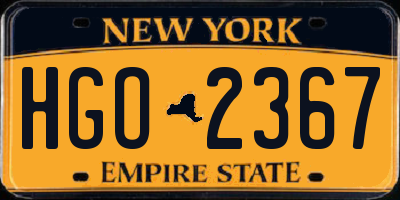 NY license plate HGO2367