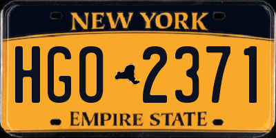 NY license plate HGO2371