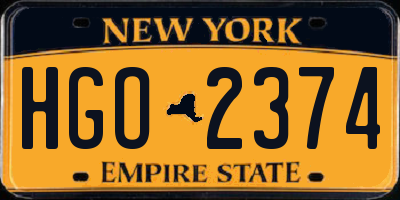 NY license plate HGO2374