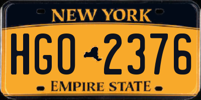 NY license plate HGO2376