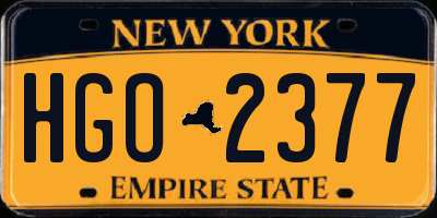 NY license plate HGO2377