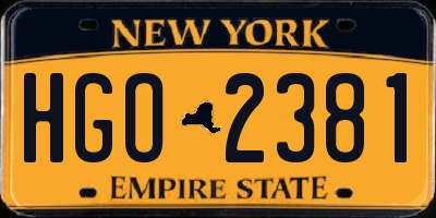 NY license plate HGO2381