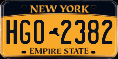 NY license plate HGO2382