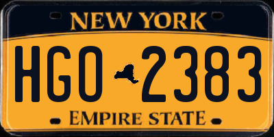 NY license plate HGO2383