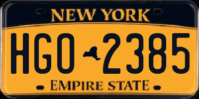 NY license plate HGO2385