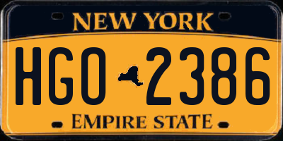 NY license plate HGO2386