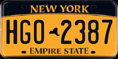 NY license plate HGO2387