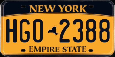 NY license plate HGO2388