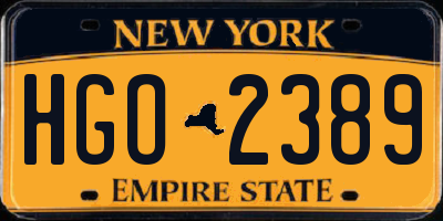 NY license plate HGO2389