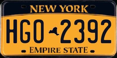 NY license plate HGO2392