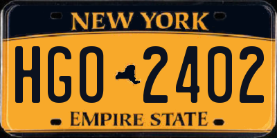 NY license plate HGO2402