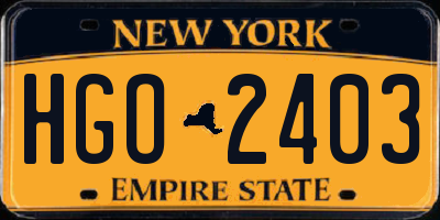 NY license plate HGO2403