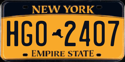 NY license plate HGO2407