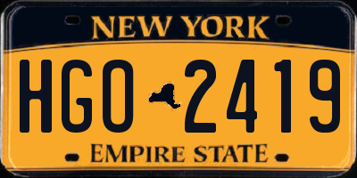 NY license plate HGO2419