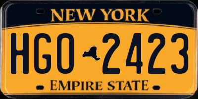 NY license plate HGO2423