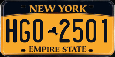 NY license plate HGO2501