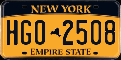 NY license plate HGO2508