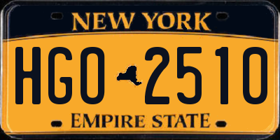 NY license plate HGO2510