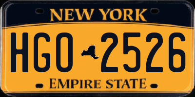 NY license plate HGO2526