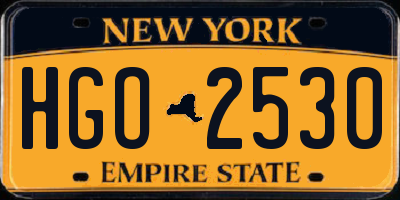 NY license plate HGO2530