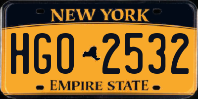 NY license plate HGO2532