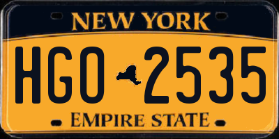 NY license plate HGO2535