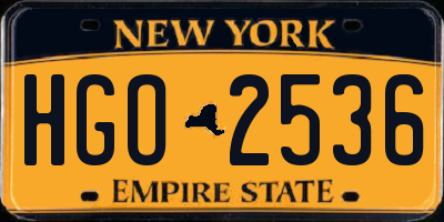 NY license plate HGO2536