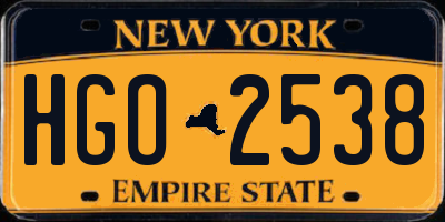 NY license plate HGO2538