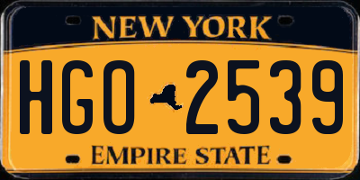 NY license plate HGO2539