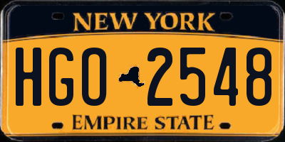 NY license plate HGO2548