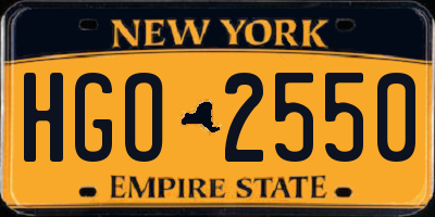 NY license plate HGO2550