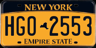 NY license plate HGO2553